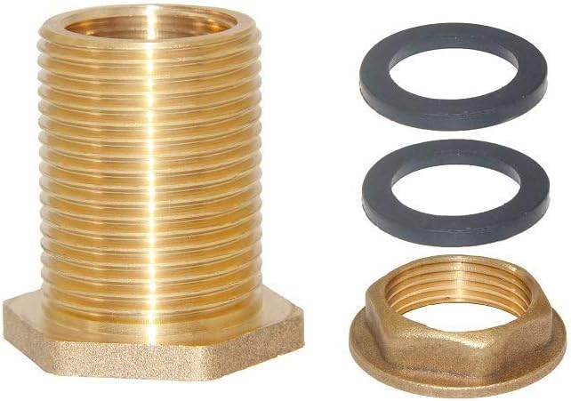 Joywayus 1-1/2" Female 2" Male Soild Brass Water Tank Connector Bulkhead Tank Fitting With 2 Rubber Ring Stablizing