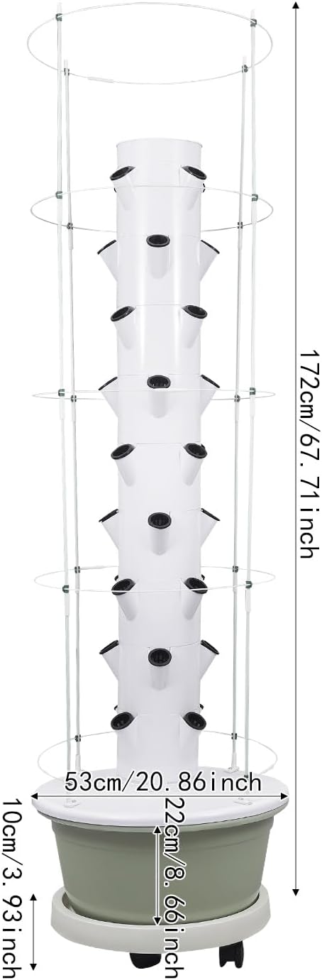 36 Pods Hydroponics Growing System kit, 9-Layer Movable Vertical Hydroponic Tower with Pump Timer Climbing Support Frame Indoor Gardening System for Vegetables Fruits Herb