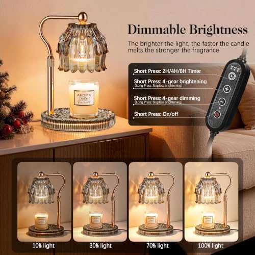 Candle Warmer Lamp with Timer Dimmer, Wax Melts Glass Lamp for Gift, Grey - Image 2