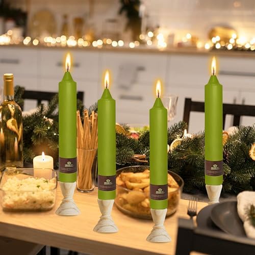 Christmas Grass Green Candle 9 Inch Tall Smokeless Taper Candles 4 Pack Unscented Dinner Candle for Christmas Festive Halloween Thanksgiving Day Fall Home Decor - Image 5