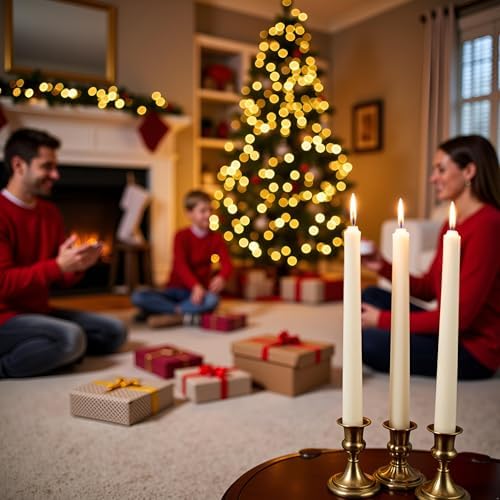 OSHINE 10 Inch Ivory Taper Candles - 36 Pack Long Taper Candle Dripless Unscented Smokeless & Emergency 7-8 Hours Long Burning Tall Candlesticks Ideal for Valentine, Weddings, Dinner Party - Image 3