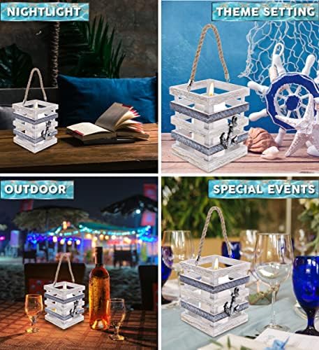 CoTa Global Ocean-Themed Silver Sea Hanging Candle Holder Lantern - 7 Inch - Image 3