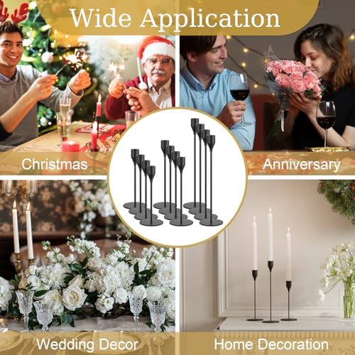 NLBTW Black Taper Candle Holders Set of 12 Candlestick Holders Bulk, Metal Candle Stick Holder Decor for Wedding, Dinning, Christmas Party or Anniversary, Fits 3/4 Inch Thick Candle - Image 4
