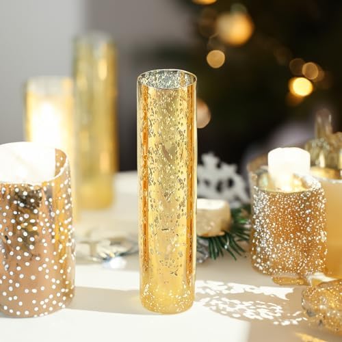 WGVI Hurricane Candle Holder Sleeve, W: 2.5", Ht: 10", Gold Speckled Glass Cylinder Open Both Ends, Chimney Tube Shade, 12 Piece - Image 7