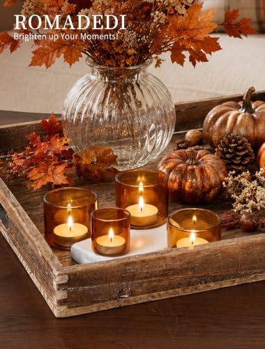 Romadedi Amber Tealight Candle Holder- 12-Pack Votive Glass Set - Image 6