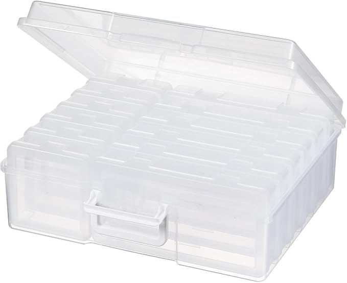 novelinks Stackable Plastic Clear Storage Box Containers with Latching Lid - Art Craft Supply Organizer Storage Containers for Pencil Box,Crayon, Jewelry (6 Pack Medium+6 Pack Small-Clear)