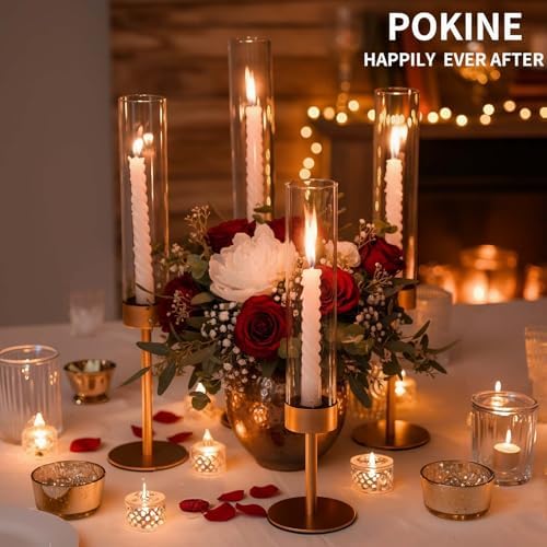 POKINE Gold Candle Holders Set of 6 for Taper Candle Holders - Image 6
