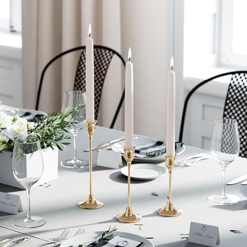 NLBTW Set of 12 French Gold Candle Holders for Taper, Vintage Candlestick Holder Decorative Metal Candle Sticks Home Decor Centerpieces for Table Mantel Festive Decorations - Image 7
