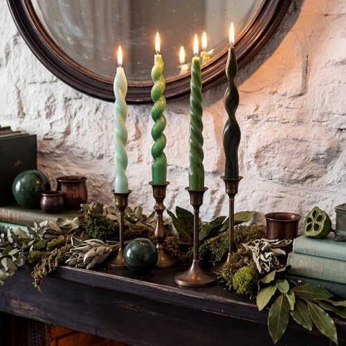 Nuanchu 4 Pcs Twisted Taper Candles,7.87 Inch,Pure,Sage Green2 - Image 4