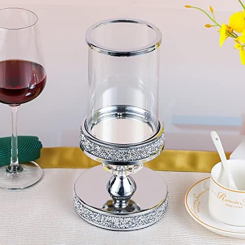 Candle Holder for Pillar Candle, Pillar Candle Holders for Wedding, Coffee Dining Table, Christmas, Table Centerpieces, Home Décor ZXC048D (1 Crystal Ball) - Image 6