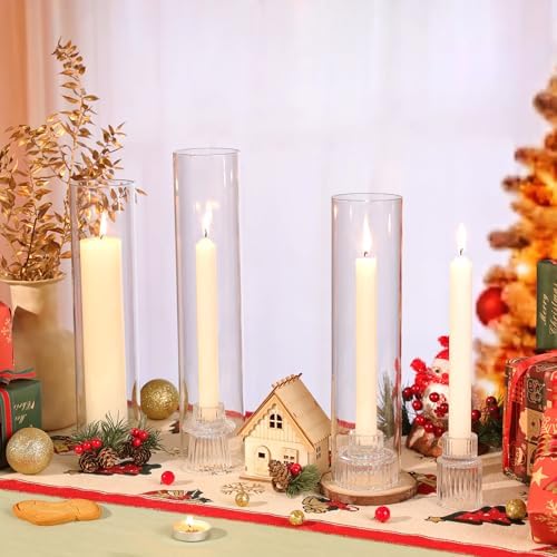 NITIME 9 Set Hurricane Glass Candle Holders for Taper Candles, Candlestick Holders with Windproof Glass Tubes(11.8"/12.6"/13.8" H), Taper Candle Holders for Table Centerpieces, Wedding, Party Decor - Image 5