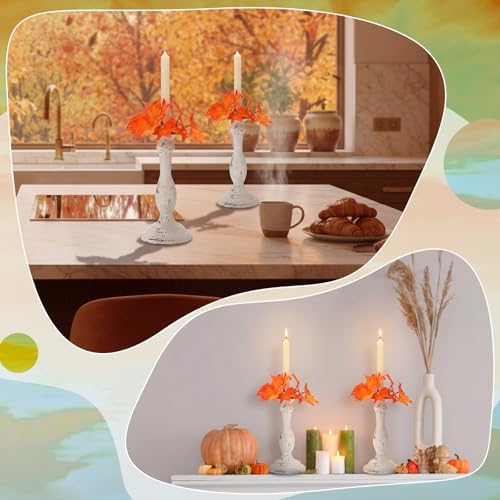 Daifunli 2 Pcs Fall Candle Rings Wreaths for Taper 1.25 Inch Maple Leaves - Image 3