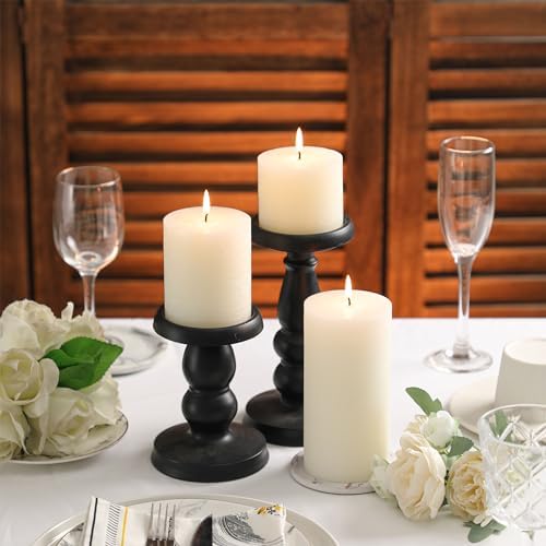 3x4 Inch White Pillar Candles - Set of 3, Hand-Poured Unscented, Long Burning, Smokeless Dripless for Dinner Table, Wedding, Home, Bathroom, Rustic Decor - Image 4
