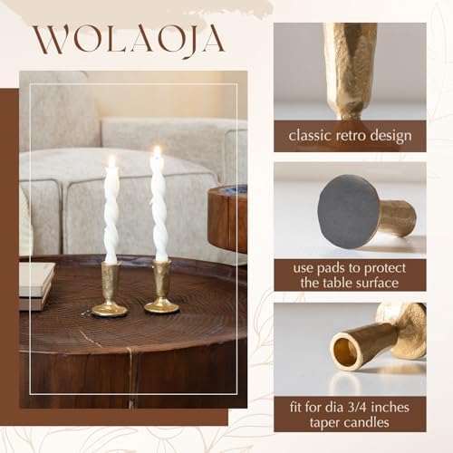 Candle Sticks Holder Decor, Set of 2 Vintage Gold Candle Holders, Modern Decorative Tapered Candlestick Holders Centerpiece for Dining Table Centerpiece, Wedding, Party Decor - Image 5