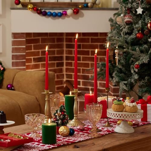 New Burning Formula Unscented Dripless 12-Inch Taper Candles Set of 12 - Red, for Wedding, Dinner - Smokeless, Long Burning - Hand Poured, Colored Tall Candlesticks - Rojo - Image 4