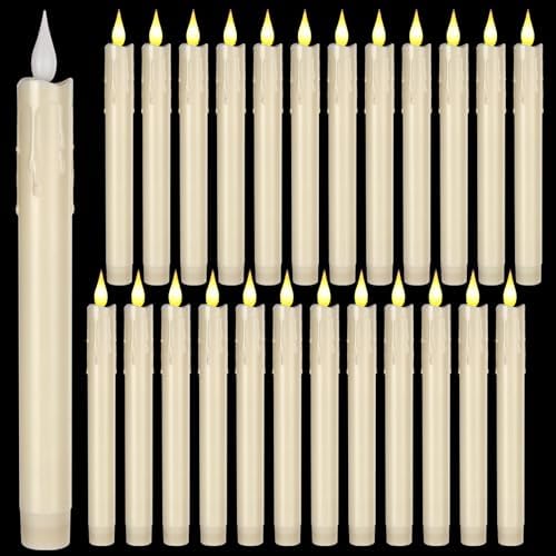 Baquler 24 Pcs 8.8" Ivory Flameless Taper Candle LED Stick Battery Operated by Baquler