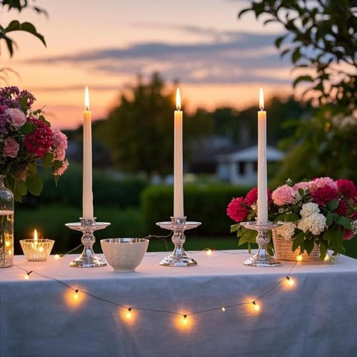 12-Pack Ivory Taper Candles, 10 Inch Unscented Dripless Candlesticks, Long-Lasting Burn Time of 7-8 Hours, Perfect for Home Décor, Weddings, and Events - Image 5