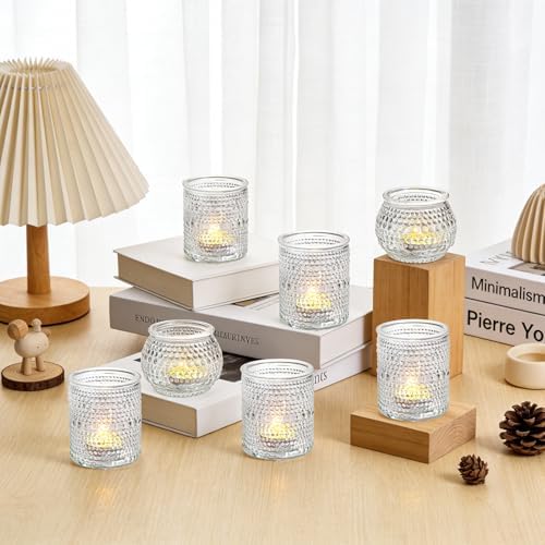 Rubtlamp 24 Pack Votive Candle Holder, Clear Glass Tea Light Candle Holders, Vintage Candle Holder for Floating Candle, Tealight Candle Holders for Centerpiece Wedding Decor Home Decoration - Image 6