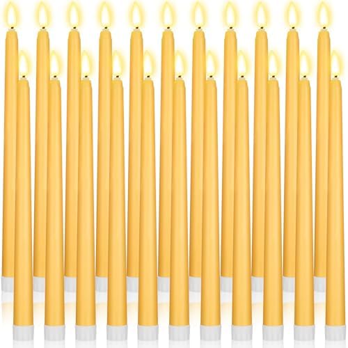 Macarrie 24 Packs Flameless Taper Candles Battery LED 11",Yellow by Macarrie