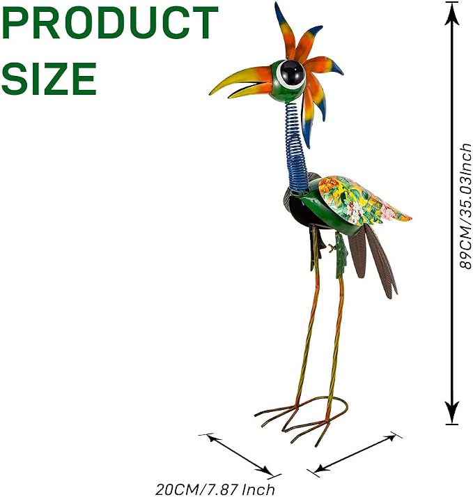 Metal Bird Sculpture,35" Bird Decor Yard Statue Decorations Outdoor,Funny Sculpture for Patio, Lawn, Backyard,Housewarming Present for Mom, Friends