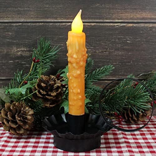 CVHOMEDECO. Real Wax Hand Dipped Battery Operated LED Timer Taper Candles Rustic Primitive Flameless Lights Decor, 6-3/4 Inch, Orange, 2 PCS in a Package - Image 2
