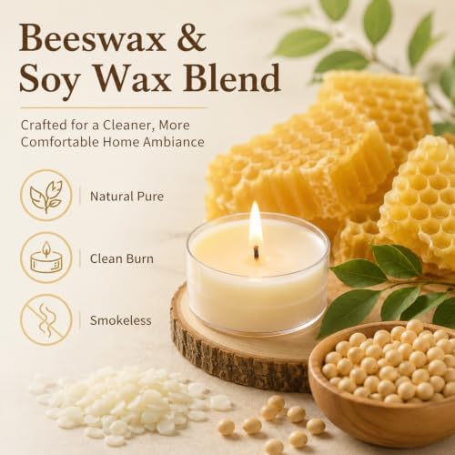 Scented Tealight Candles 16 Packs, Beeswax Blend Peach Tea Candle - Image 3