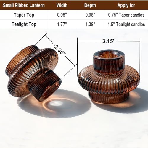 VOHO 12pcs Brownish Amber Taper Candle Holders for Fall Thanksgiving Decor - Image 7
