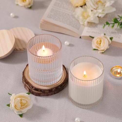 Clear Candle Jars with Lids, 8-Pack 12oz Ribbed Glass Candle Containers - Image 5