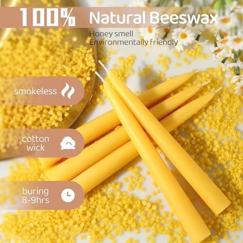 30 Pack Beeswax Taper Candles Bulk,100% Natural & Non-Toxic,8 Inch for Home - Image 3