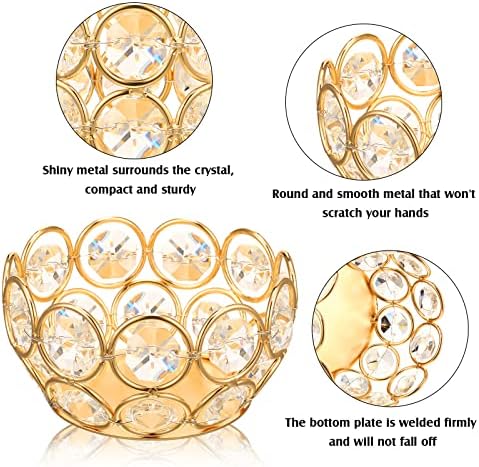 Potchen 30 Pcs Tea Light Candle Holders - Crystal Votive Candle Holders Tealight Jewel Bowl Stands Decorative Centerpiece for Wedding Party Home Table Decor (Gold) - Image 3