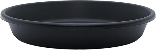 The HC Companies Flower Pot Saucers - Plastic Plant Saucer for Outdoors & Indoors - Traditional Design Plant Pot Trays for Water Drainage - Durable & Stylish Round Plant Tray (10-inch Black)