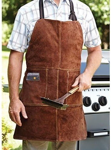 Outset Grill and Kitchen Apron, Brown Leather, 27" x 30"