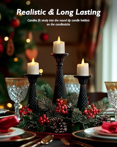 Homemory 12 Pack Timer LED Flameless Votive Tealights, White Base - Image 5