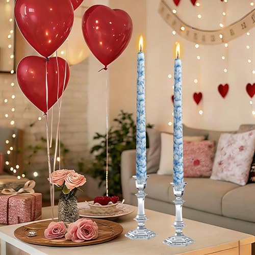 Handmade Printed Candles 10 in Long Candle Sticks Unscented Candle Blue and White Porcelain Pattern Candles for Home Wedding Dinner Holiday Party - Image 2