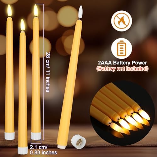 Macarrie 24 Packs Flameless Taper Candles Battery LED 11",Yellow - Image 3