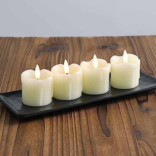 Rhytsing 2" Ivory Flameless Votive Candles Real Wax Dripping Design, LED Faux Battery Operated Tealight Candles with Timer for Christmas Wreath - Set of 4 - Image 2