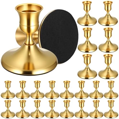 24PCS Brass Gold Taper Candle Holders, Vintage Metal Candlestick Holders by Ovveroche
