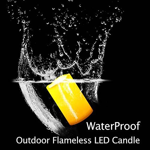 2 PCS 3"x5" Waterproof Outdoor Battery Operated Flameless LED Pillar Candles with Timer, Flickering Plastic Resin Electronic Decorative Light for Lantern Patio Garden Party Decoration - Image 3