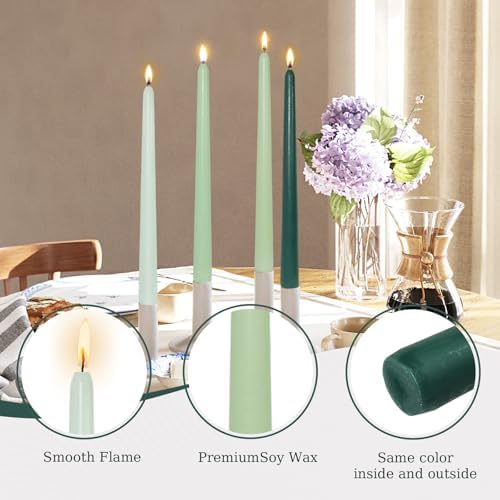 Candlesticks Long Taper Candle,Green Tea Scented 10 Inches Gradient Green Candle Sticks Smokeless Tapered Candles for Home Décor Holiday Gifts - Image 4