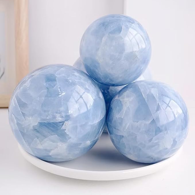 1.6-2 inch Natural Celestite Crystal Ball with Stand, Polished Crystal Sphere