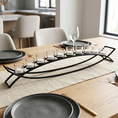 Seraphic Table Centerpiece for Dining Room, Extra Long Candle Holder, Clear - Image 3