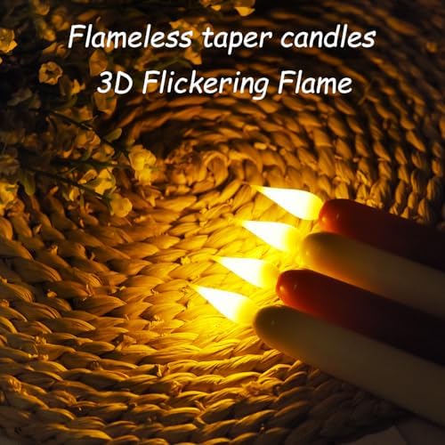 Flameless Taper Candles with Remote Control and Timer, Battery Operated LED Candlesticks with Flickering 3D Flame, 9.6×0.8 Inches Plastic Tall Candles for Christmas, Wedding and Home Decor (Red, 15) - Image 4