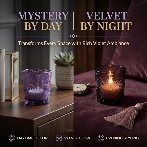 Purple Mandala Glass Tealight Holders, 6 Pack - Image 5