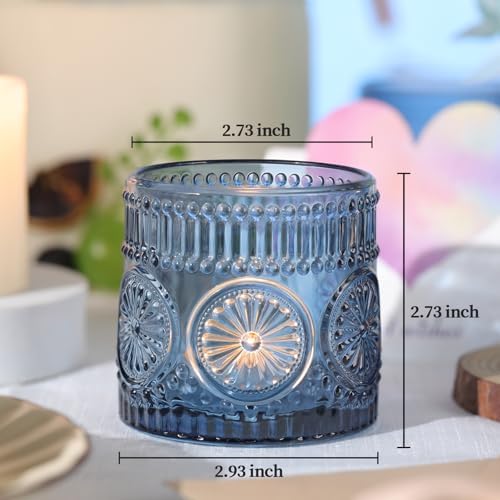 6Pcs Large Votive Candle Holders Blue Glass Tealight Candle Holders - Image 2