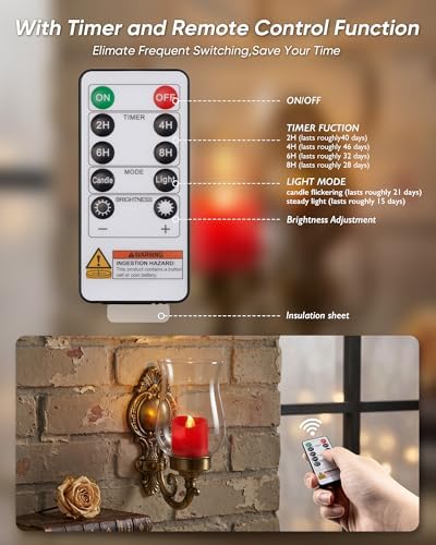 Homemory Red Flameless LED Votive Tealight Candles & Timer Remote, 24Pack - Image 3