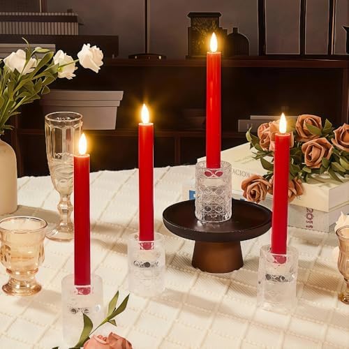 Simplelight Red Flameless Taper Candles with Timer, 9 Inch, Pack of 4 - Image 2