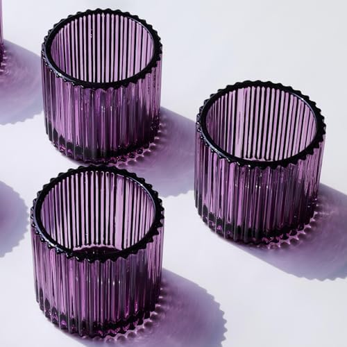 VOHO 6pcs Purple Votive Candle Holders for Table Centerpiece Halloween Deco by VOHO
