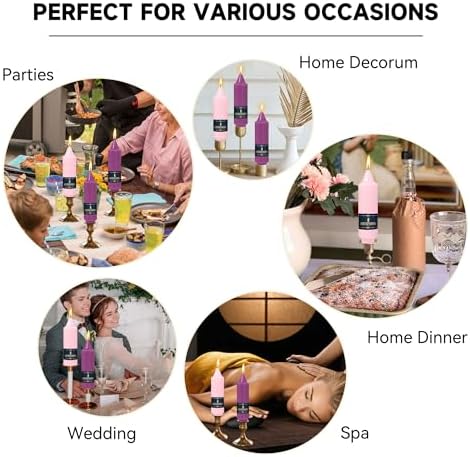 Pink Candlesticks Short Taper Candle,5inches Purple Candle Sticks Dripless Tapered Candles for Home Decor Weddings Festive Party Holiday,7D-3PUR1PIN - Image 6