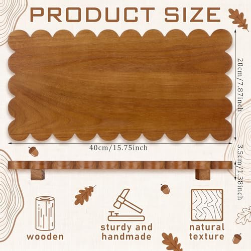 Yookeer Scalloped Wood Riser, Walnut Color, 16'' X 8'' X 1.4'', Square - Image 2