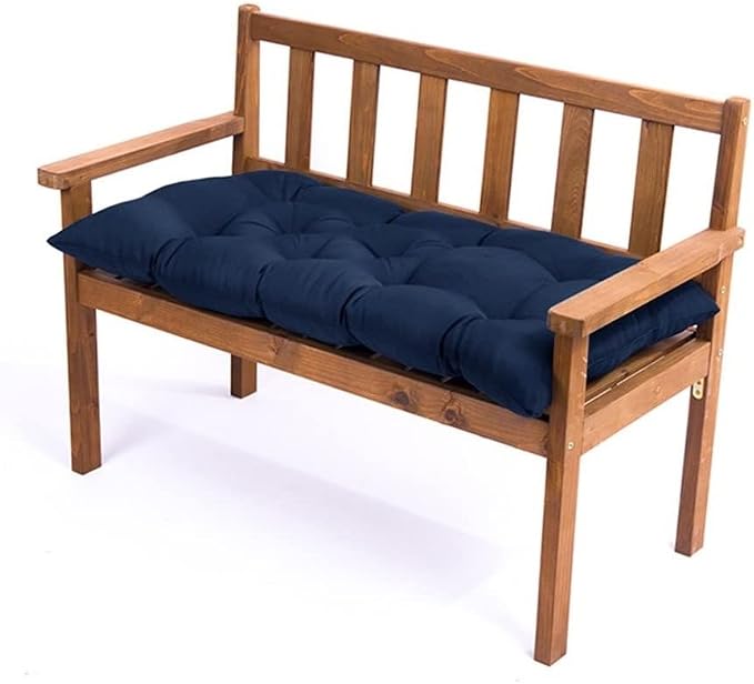 Srutirbo Indoor Outdoor Bench Cushion, Waterproof Swing Cushion Seat Chair Replacement Pads Pillow for Lounger Garden Furniture Patio Metal Wooden (Navy Blue, 47 * 20inch)